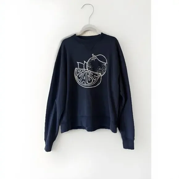 Men’s Coach Orange Spellout Crewneck Sweatshirts Navy Size Medium - Picture 2 of 8